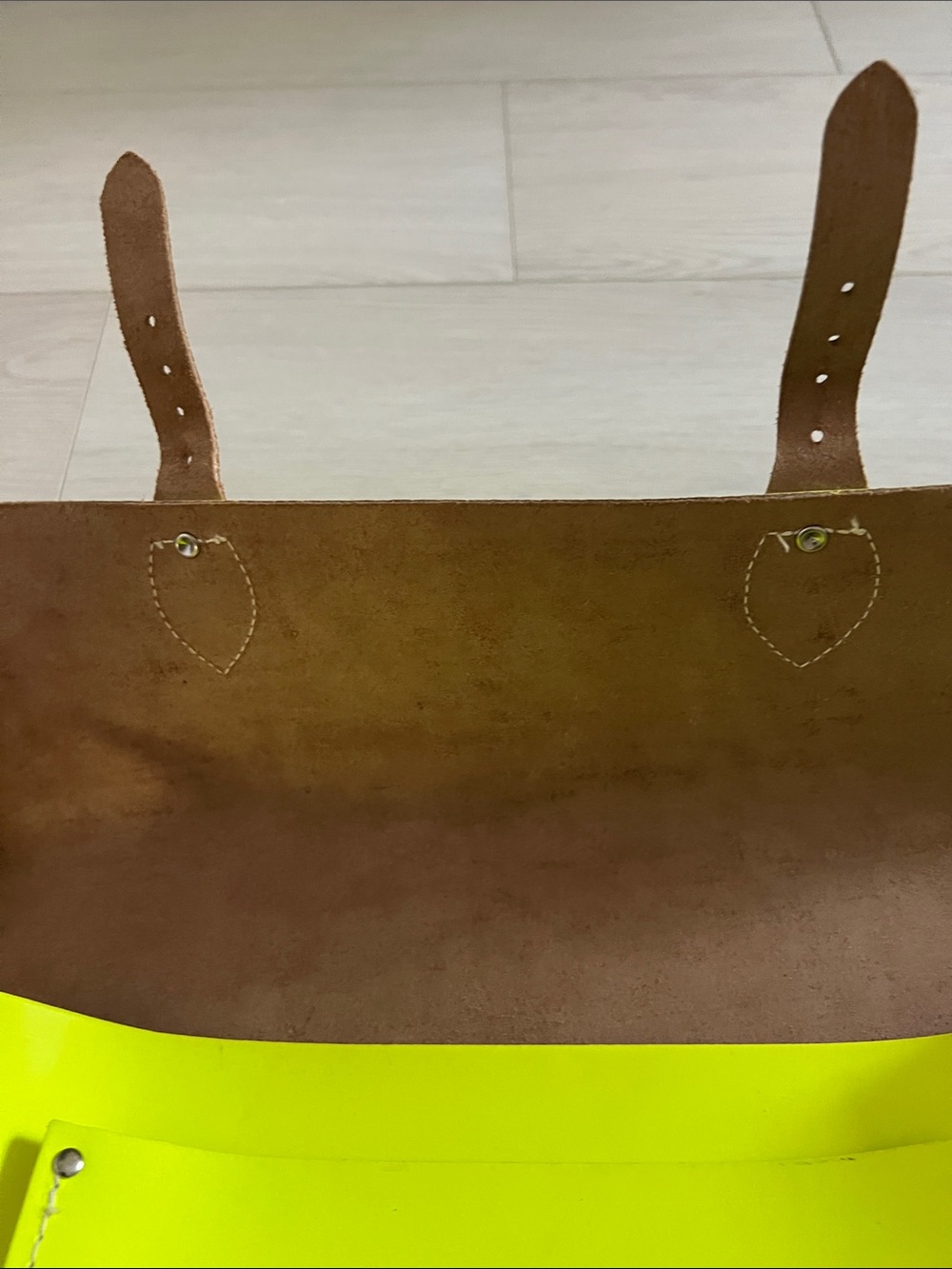 The Cambridge Satchel Company Neon Yellow Satchel with Tan Strap - Picture 5 of 7